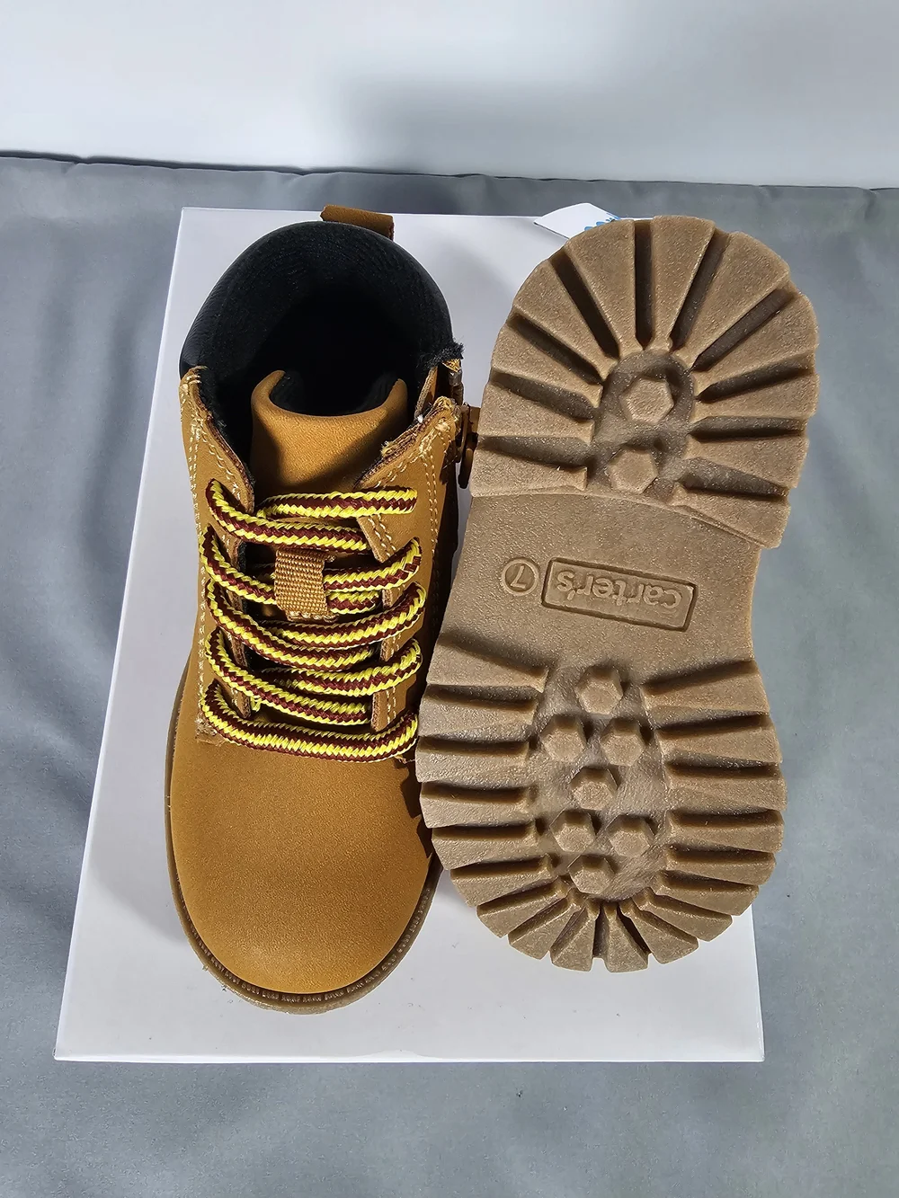 Carter's Lander Tan Toddler Lace-Up Boots Size 7 New With Box